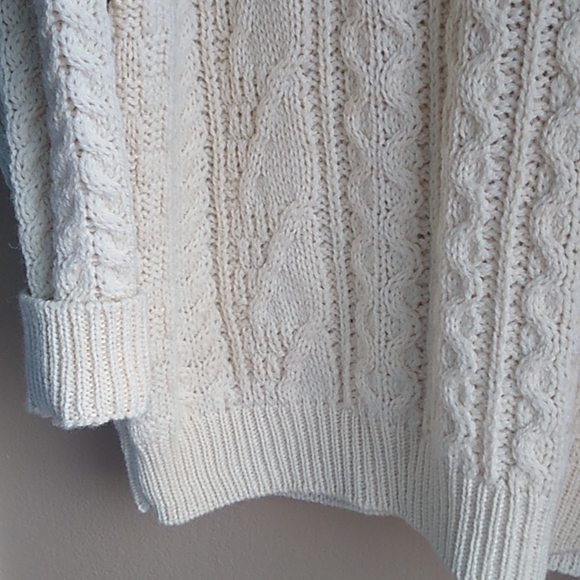 British Wool Cable Knit Cardigan Button Front Sweater Size L Grandpa Sty… - Picture 10 of 11